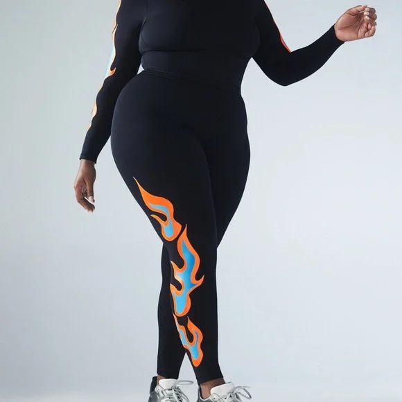 Black Flame Print Two-Piece Set - Picture 5 of 5